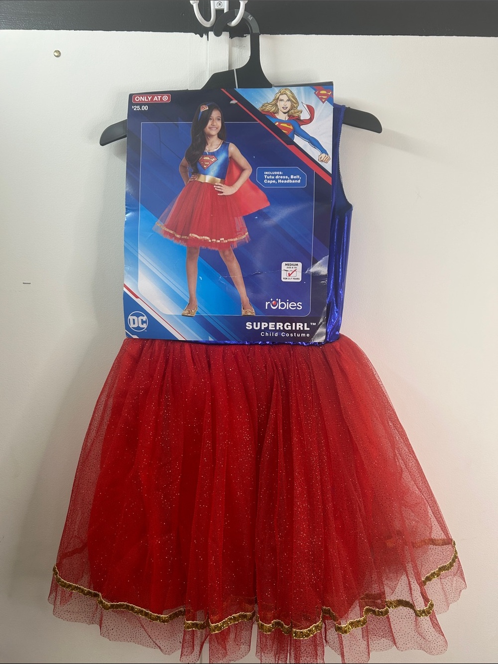 Rubie's Supergirl Costume in Red and Blue with Gold Trim